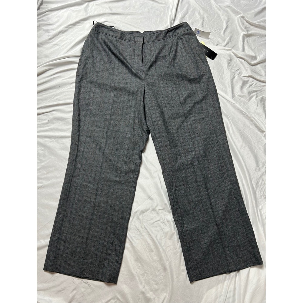 NWT Jones New York Collection Woman Gray Herringbone Pinstripe Dress Pants 18W